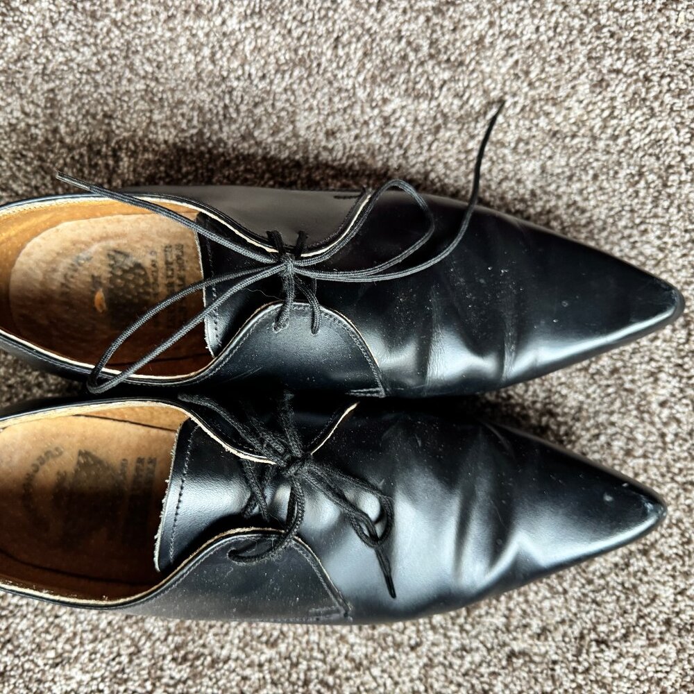 Vintage Pointed Toe Black Oxfords,Pikes, Winklepickers from the 90s Made in Eng!